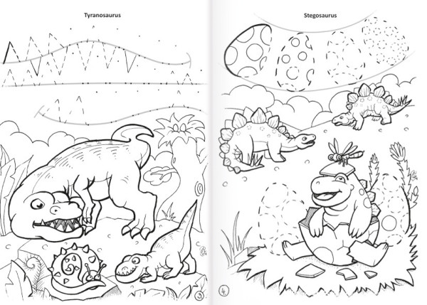 Omaľovánka A4 - Grafomotorická - Dinosaury