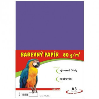 Papier farebný A3 100ks 80g fialový