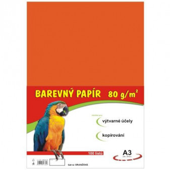 Papier farebný A3 100ks 80g oranžový