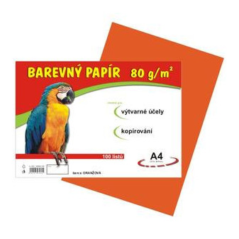 Papír barevný A4 100ks 80g oranžový