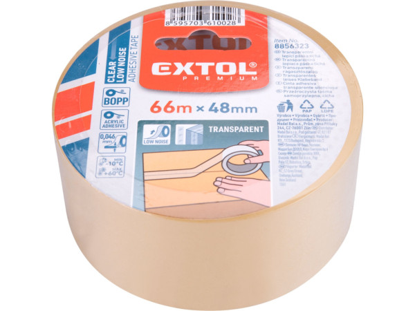 páska lepiaca tichá, transparentná, 48mm x 66m hr.0,046mm, PP/akryl lepidlo