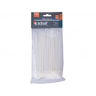 pásky stahovací na kabely bílé, 140x3,6mm, 100ks, nylon PA66