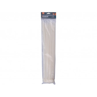pásky stahovací na kabely bílé, 500x4,8mm, 100ks, nylon PA66