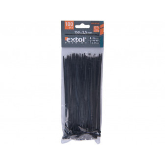 pásky stahovací na kabely černé, 150x2,5mm, 100ks, nylon PA66