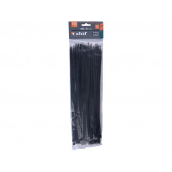 pásky stahovací na kabely černé, 280x3,6mm, 100ks, nylon PA66