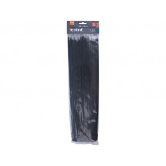 pásky stahovací na kabely černé, 380x4,8mm, 100ks, nylon PA66