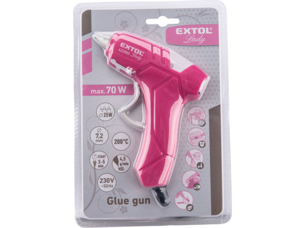 pištoľ tavná lepiaca, ?7,2mm, 25W, ružová, EXTOL LADY