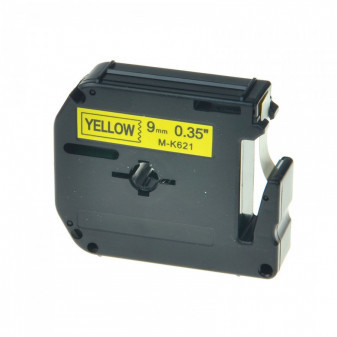 Alternatívna páska Brother MK-621, 9mm x 8m, čierna tlač / žltý podklad
