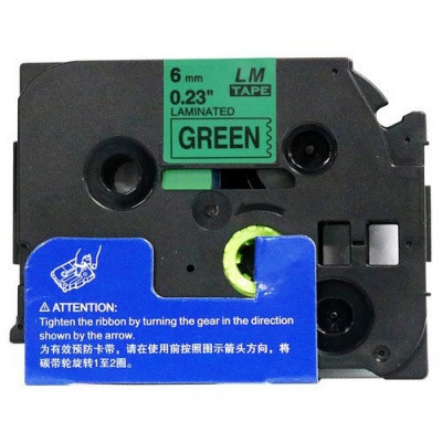 Alternatívna páska Brother TZ-711/TZe-711 6 mm x 8 m, čierna tlač/zelený podklad