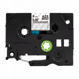 Alternatívna páska Brother TZ-S125 / TZe-S125, 9mm x 8m, extra adhezívna biela tlač / priehľadný podklad