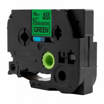 Alternatívna páska Brother TZ-S741 / TZe-S741, 18mm x 8m, extra adhezívna čierna tlač / zelený podklad