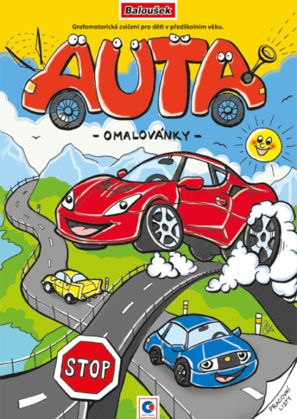 Omaľovánka A4 - Grafomotorická - Autá