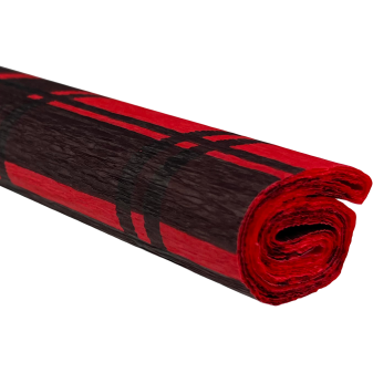 Krepový papier - Károvaná čierna na červenom 0,5x2m 28 g/m2C08D58