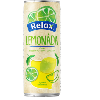 Relax limonáda plech, Citrón-Limetka, 330ml