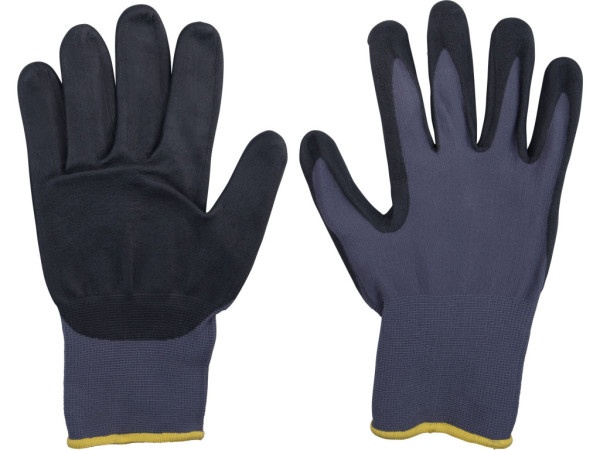 rukavice nylonové, bezšvíkové, polomáčané v nitrile, veľkosť 10'