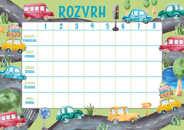 Rozvrh hodín Autá