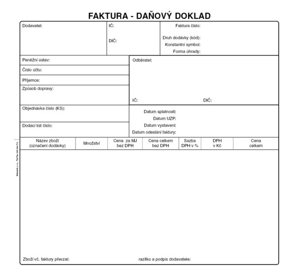 Faktúra -daňový doklad 2/3 A4