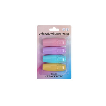 Zvýrazňovače Concorde Mini Pastel, blister, 4ks A65697