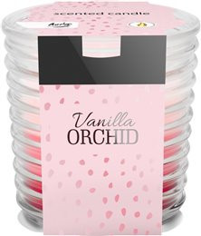 Vonná sviečka vrúbkované sklo Vanilka-Orchidea snw80-184