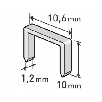 spony, balení 1000ks, 10mm, 10,6x0,52x1,2mm