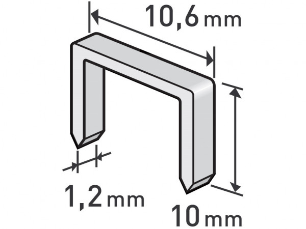 spony, balení 1000ks, 10mm, 10,6x0,52x1,2mm