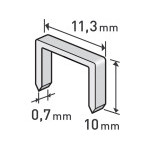 spony, balení 1000ks, 10mm, 11,3x0,52x0,70mm