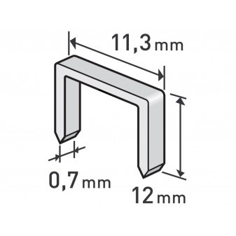 spony, balení 1000ks, 12mm, 11,3x0,52x0,70mm