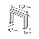 spony, balení 1000ks, 6mm, 11,3x0,52x0,70mm