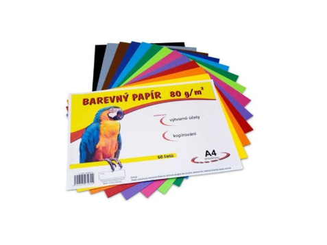 Papier farebný A4 60ks 80g 12 farieb