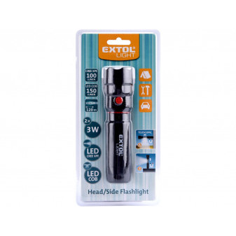 svítilna 100lm CREE + 150lm COB s magnetem, CREE 3W XPE LED, 3W COB