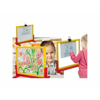 Aga4Kids Detská tabuľa s bezpečnostným sklom + obojstranná tabuľa TBS2