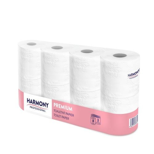 Toaletný papier Harmony Professional 3vr, 250 útr., 100% celulóza, dĺžka 29,5m (8ks)