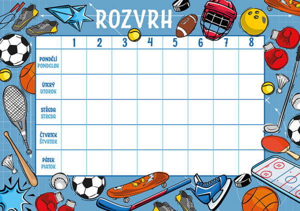 Rozvrh hodín Šport
