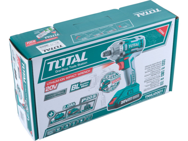 uťahovák rázový AKU 1/2', brushless, 20V Li-ion (2x), 2000mAh, industrial