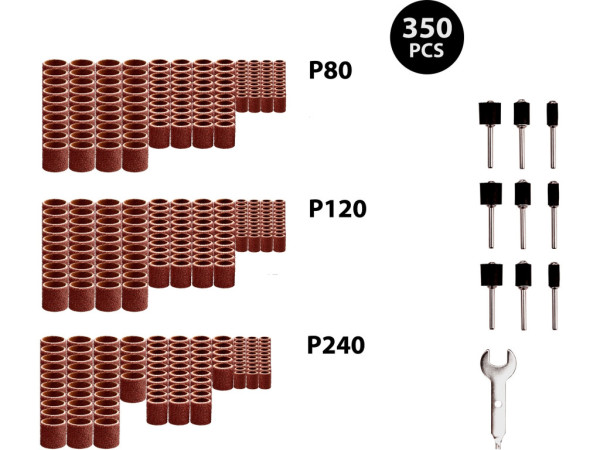 valce brúsne, sada 350ks, P80, P120, P240