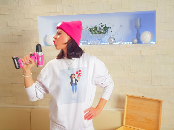 vŕtací skrutkovač aku, ružový, 12V Li-ion, 1300mAh, v taške, EXTOL LADY
