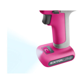 vŕtací skrutkovač aku, ružový, 12V Li-ion, 1500mAh, EXTOL LADY